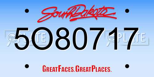 5O80717 South Dakota License Plate