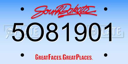 5O81901 South Dakota License Plate