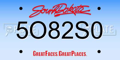 5O82S0 South Dakota License Plate