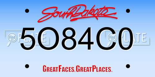 5O84C0 South Dakota License Plate