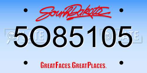 5O85105 South Dakota License Plate