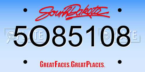 5O85108 South Dakota License Plate