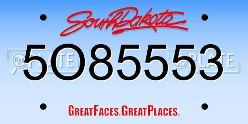 5O85553 South Dakota License Plate