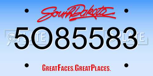 5O85583 South Dakota License Plate
