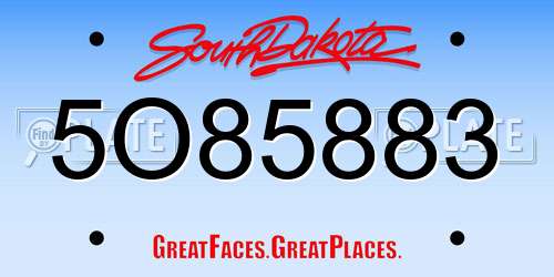 5O85883 South Dakota License Plate