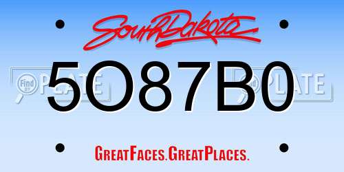 5O87B0 South Dakota License Plate