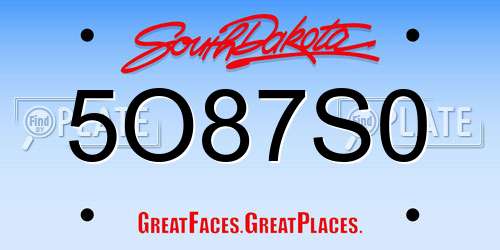5O87S0 South Dakota License Plate