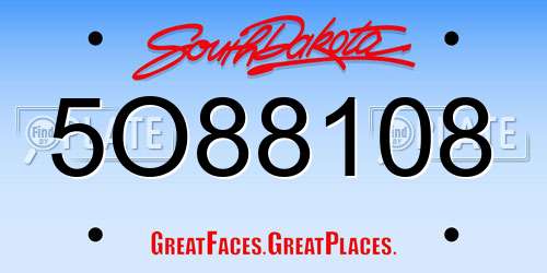 5O88108 South Dakota License Plate