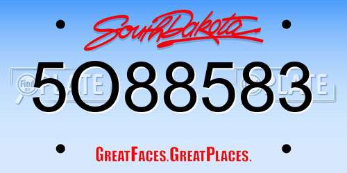 5O88583 South Dakota License Plate