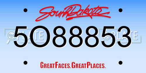 5O88853 South Dakota License Plate
