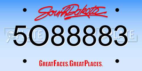 5O88883 South Dakota License Plate