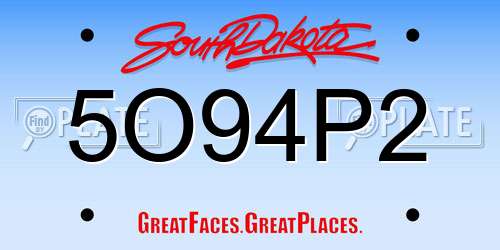 5O94P2 South Dakota License Plate