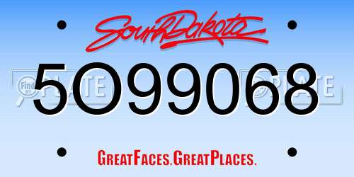 5O99068 South Dakota License Plate