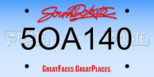 5OA140 South Dakota License Plate