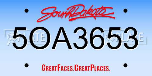 5OA3653 South Dakota License Plate