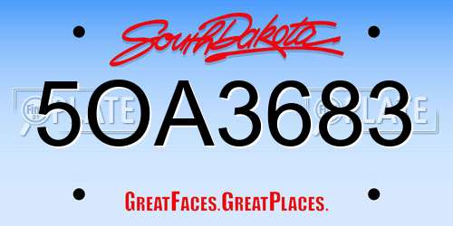 5OA3683 South Dakota License Plate