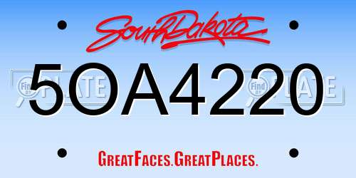 5OA4220 South Dakota License Plate
