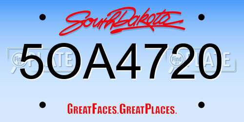 5OA4720 South Dakota License Plate