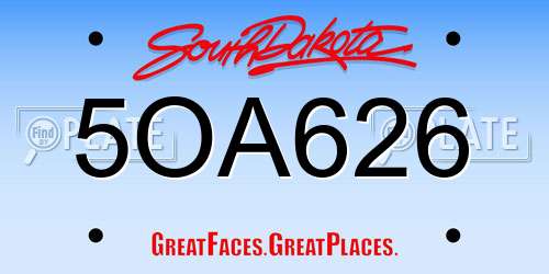 5OA626 South Dakota License Plate