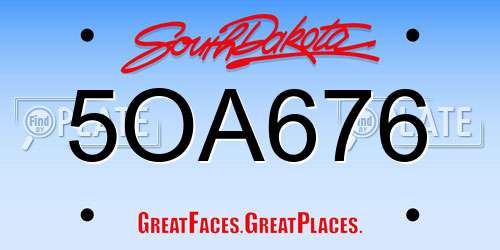 5OA676 South Dakota License Plate