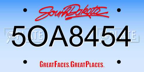 5OA8454 South Dakota License Plate