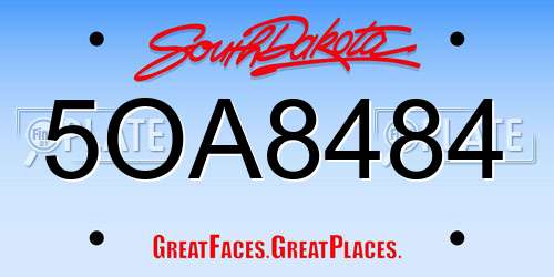 5OA8484 South Dakota License Plate