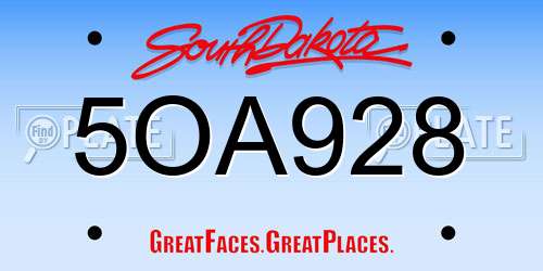 5OA928 South Dakota License Plate
