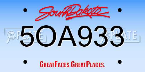 5OA933 South Dakota License Plate