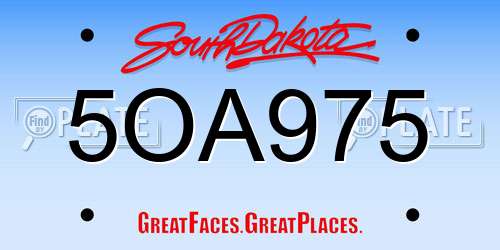 5OA975 South Dakota License Plate