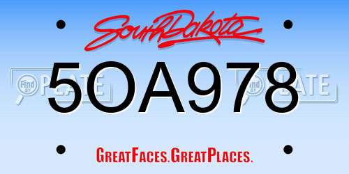 5OA978 South Dakota License Plate