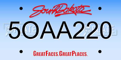5OAA220 South Dakota License Plate