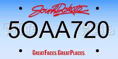5OAA720 South Dakota License Plate