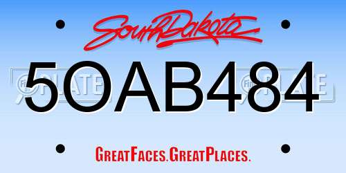 5OAB484 South Dakota License Plate