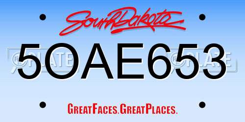 5OAE653 South Dakota License Plate