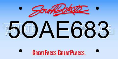 5OAE683 South Dakota License Plate