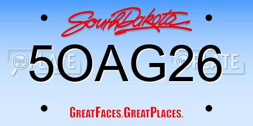 5OAG26 South Dakota License Plate