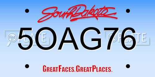 5OAG76 South Dakota License Plate