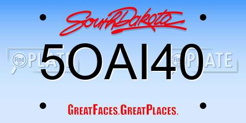 5OAI40 South Dakota License Plate