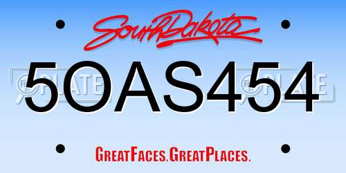 5OAS454 South Dakota License Plate