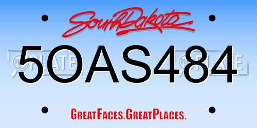 5OAS484 South Dakota License Plate