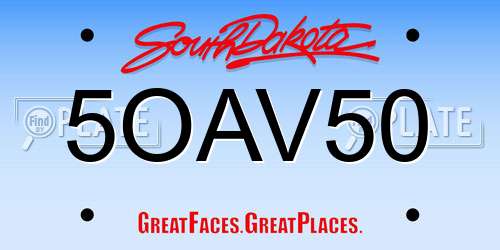 5OAV50 South Dakota License Plate