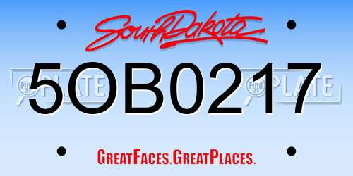 5OB0217 South Dakota License Plate