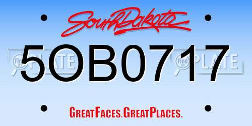 5OB0717 South Dakota License Plate