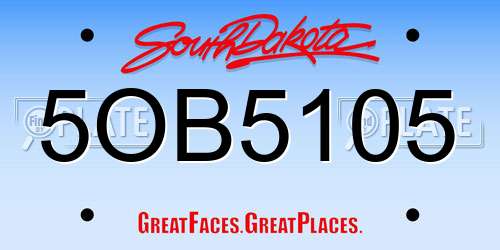 5OB5105 South Dakota License Plate