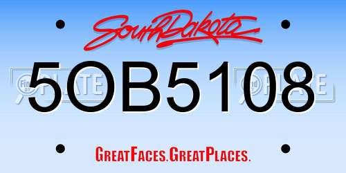 5OB5108 South Dakota License Plate