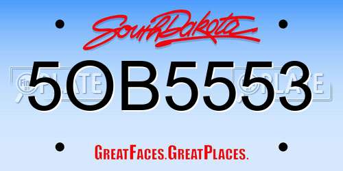 5OB5553 South Dakota License Plate