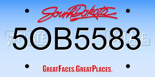 5OB5583 South Dakota License Plate