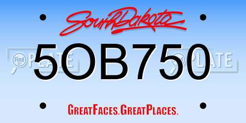 5OB750 South Dakota License Plate