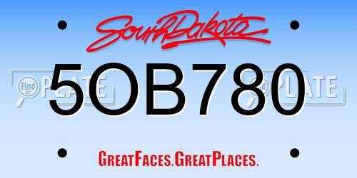 5OB780 South Dakota License Plate