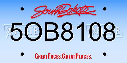 5OB8108 South Dakota License Plate